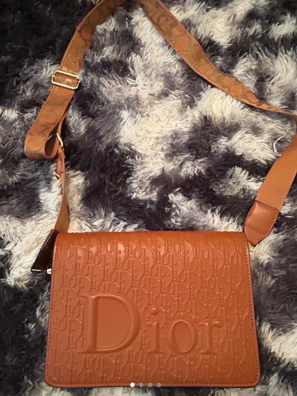 Source Unknown Tan Embossed Crossbody Bag